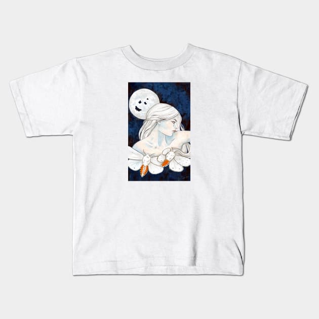 Moon Moths Kids T-Shirt by Wandering Octopus Designs